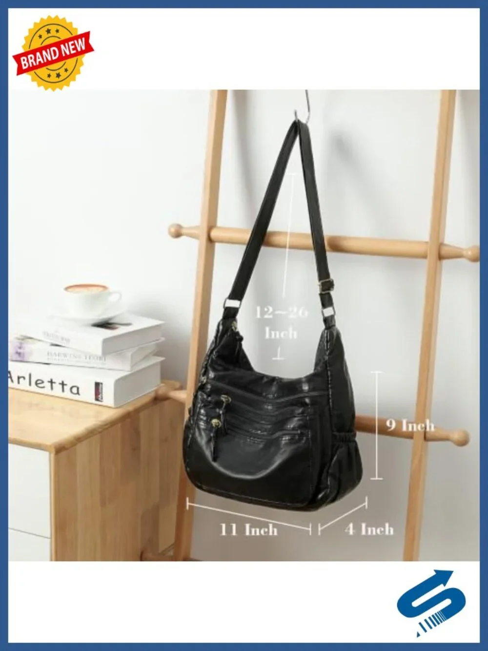 Multi-Pocket Hobo Shoulder Bag Women Faux Leather Crossbody Purse Lightweight